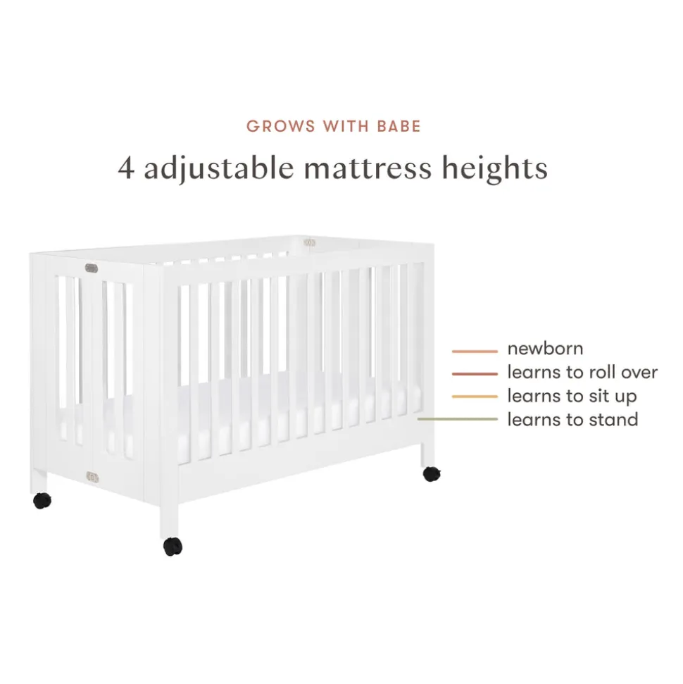 Maki Portable Folding Crib with Toddler Bed Conversion Kit in White