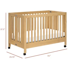 Maki Portable Folding Crib with Toddler Bed Conversion Kit in Honey