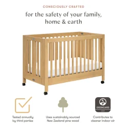 Maki Portable Folding Crib with Toddler Bed Conversion Kit in Honey