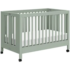 Maki Portable Folding Crib with Toddler Bed Conversion Kit in Light Sage