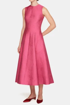 Mara Dress In Hot Pink Embossed Cloque