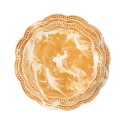 Marbled Scalloped Dessert Plate in Terracotta