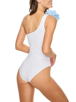 Margherita One-Piece With Blue Linen Flower