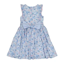 Marguerite Floral Blue Frilled Sleeveless Smocked Dress