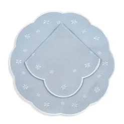 Margueritte Linen Placemats and Napkins, Set of 12 in Blue