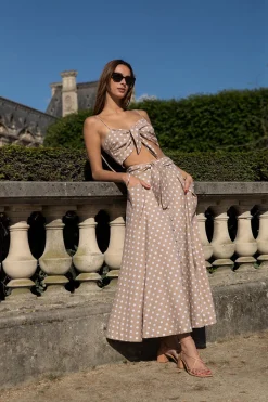 Mariana Maxi Skirt in Khaki Polka Dots