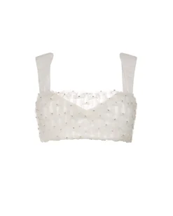 Marie Top in White Smocked Tulle