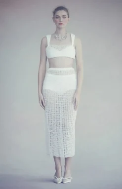 Marie Top in White Smocked Tulle