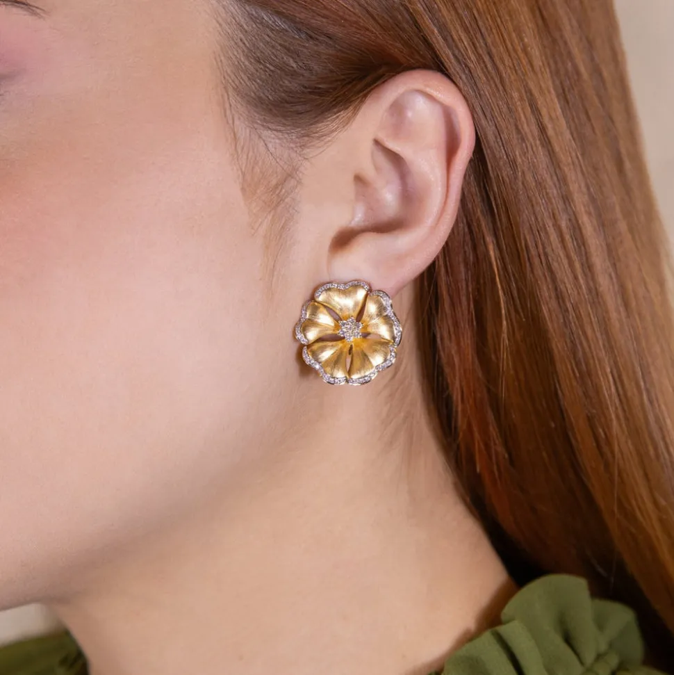Marigold Diamond Flower Earrings
