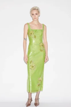 Marilyn Dress Lime Sequins