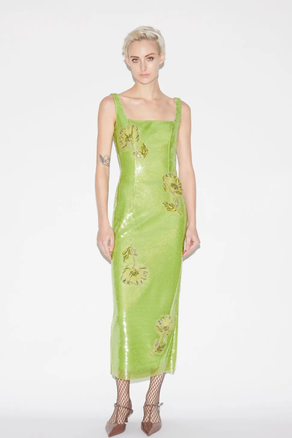 Marilyn Dress Lime Sequins