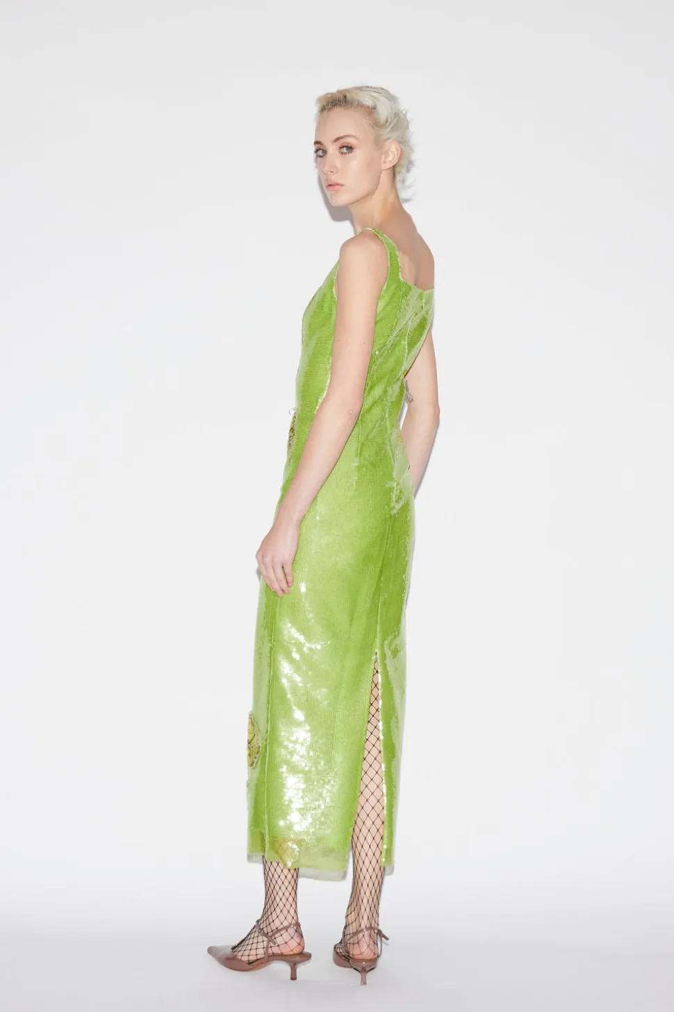Marilyn Dress Lime Sequins
