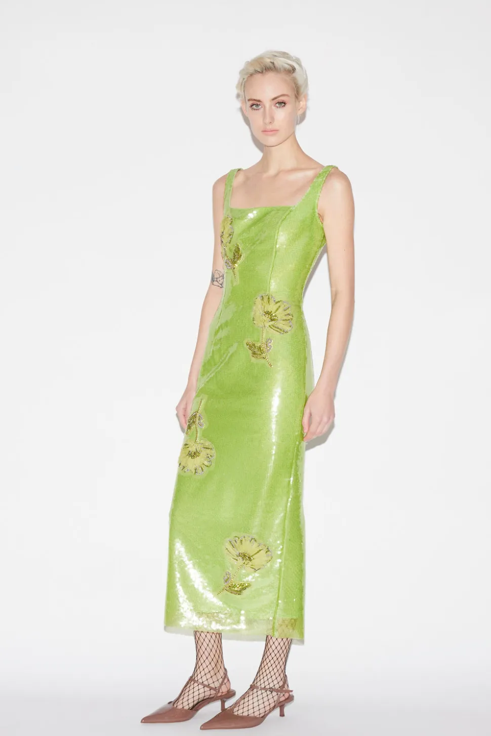 Marilyn Dress Lime Sequins