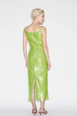Marilyn Dress Lime Sequins