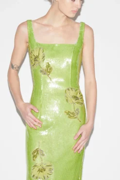 Marilyn Dress Lime Sequins