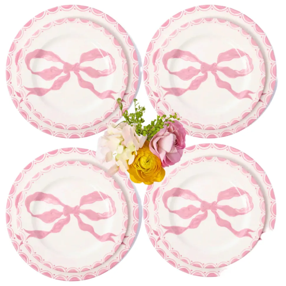 Marilyn Pink Bow Dinner & Starter Plates, Set of 8