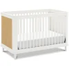 Marin with Cane 3-in-1 Convertible Crib in Warm White & Honey Cane