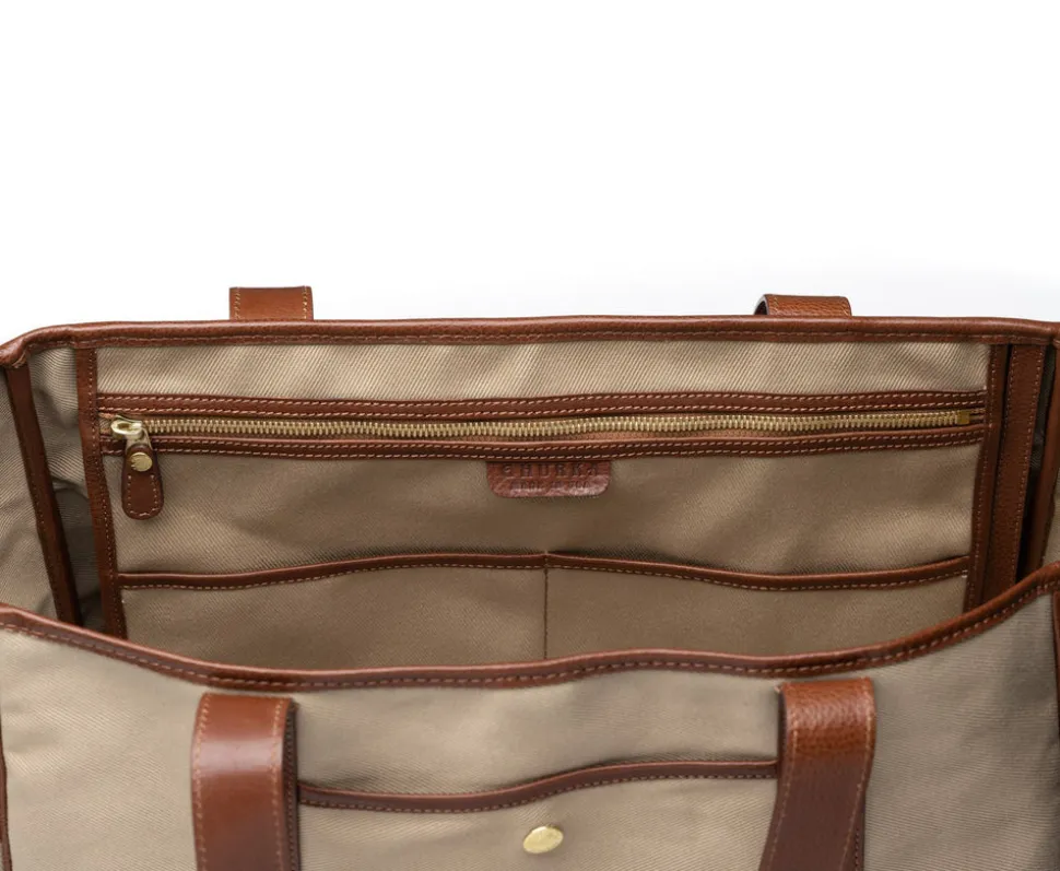 Market Tote No. 294 in Khaki Twill - Vintage Chestnut