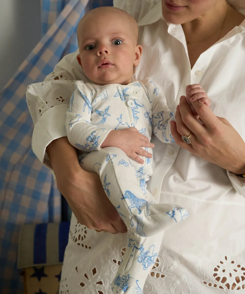 Marley Zip Pajama in Blue Animal Parade