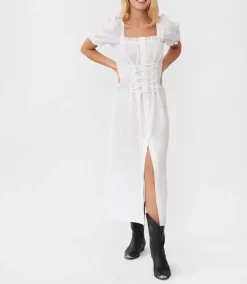 Marquise Linen Dress in White