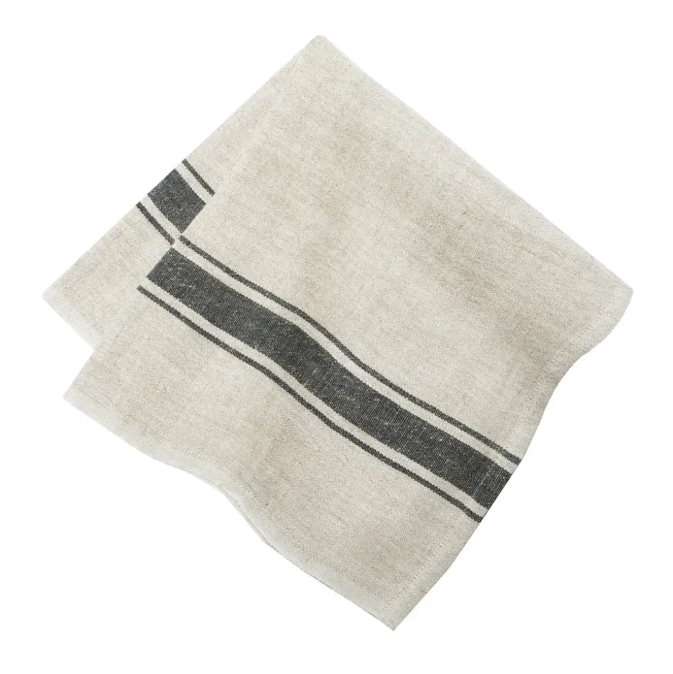 Marseille Napkins in Black & Natural, Set of 4