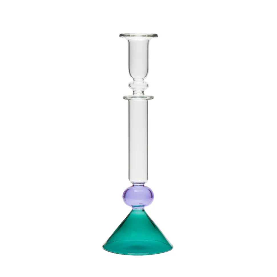 Martini Glass Candlestick in Teal