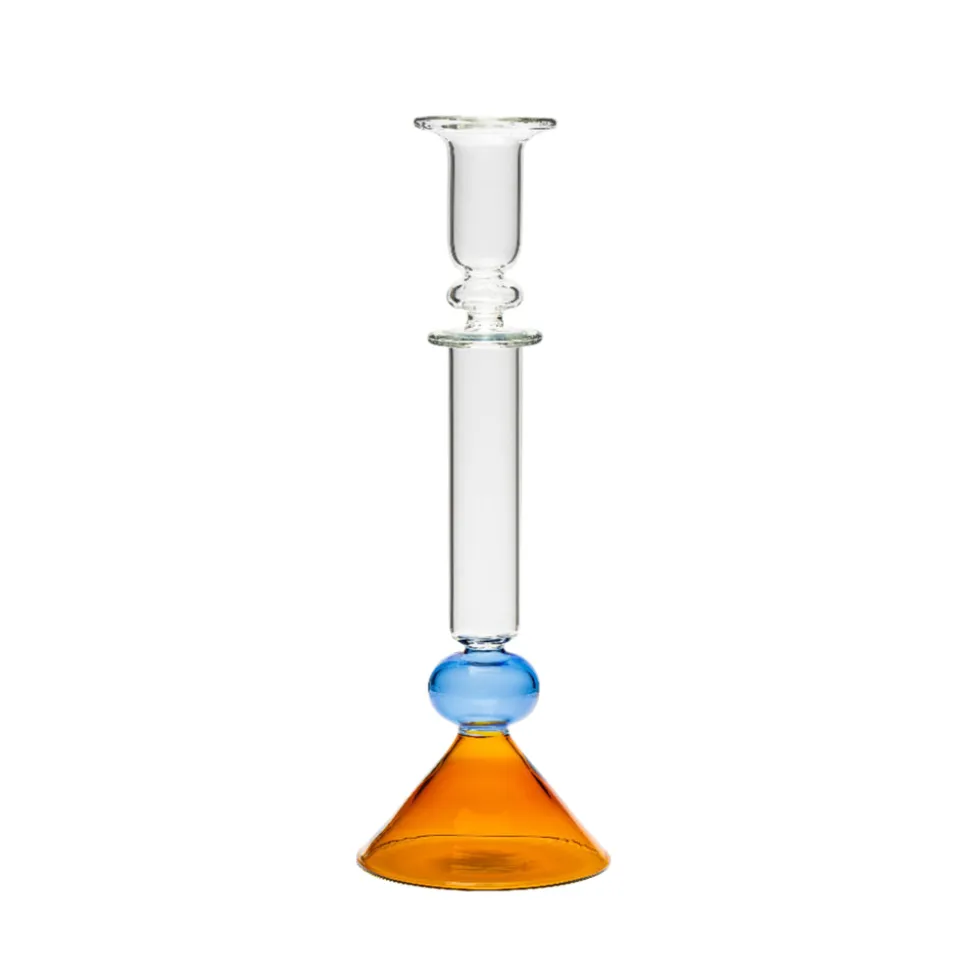 Martini Glass Candlestick in Amber