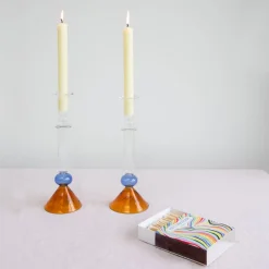 Martini Glass Candlestick in Amber