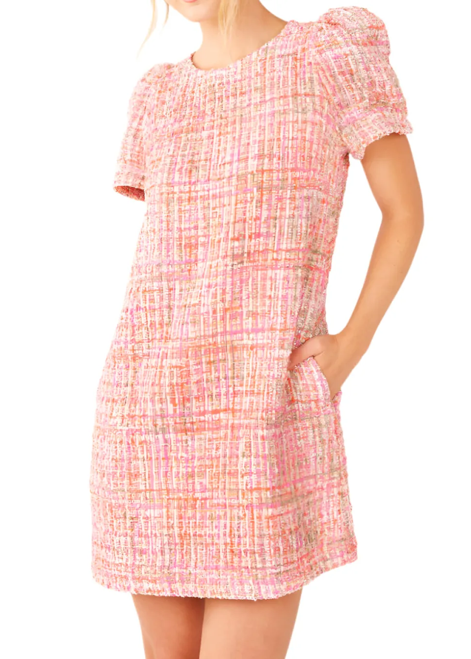 Marty Dress Pink Multi Tweed