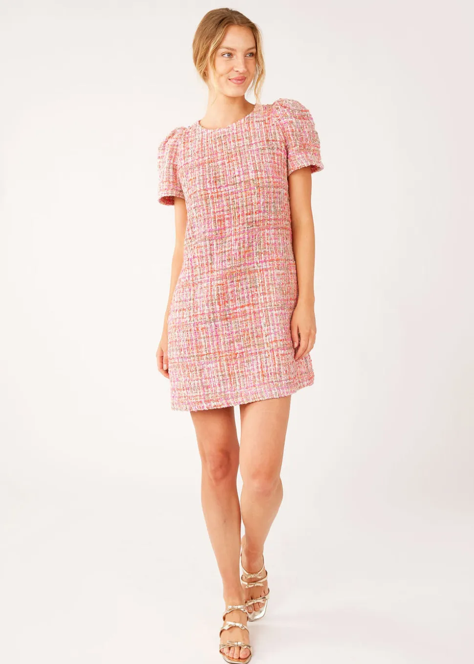 Marty Dress Pink Multi Tweed