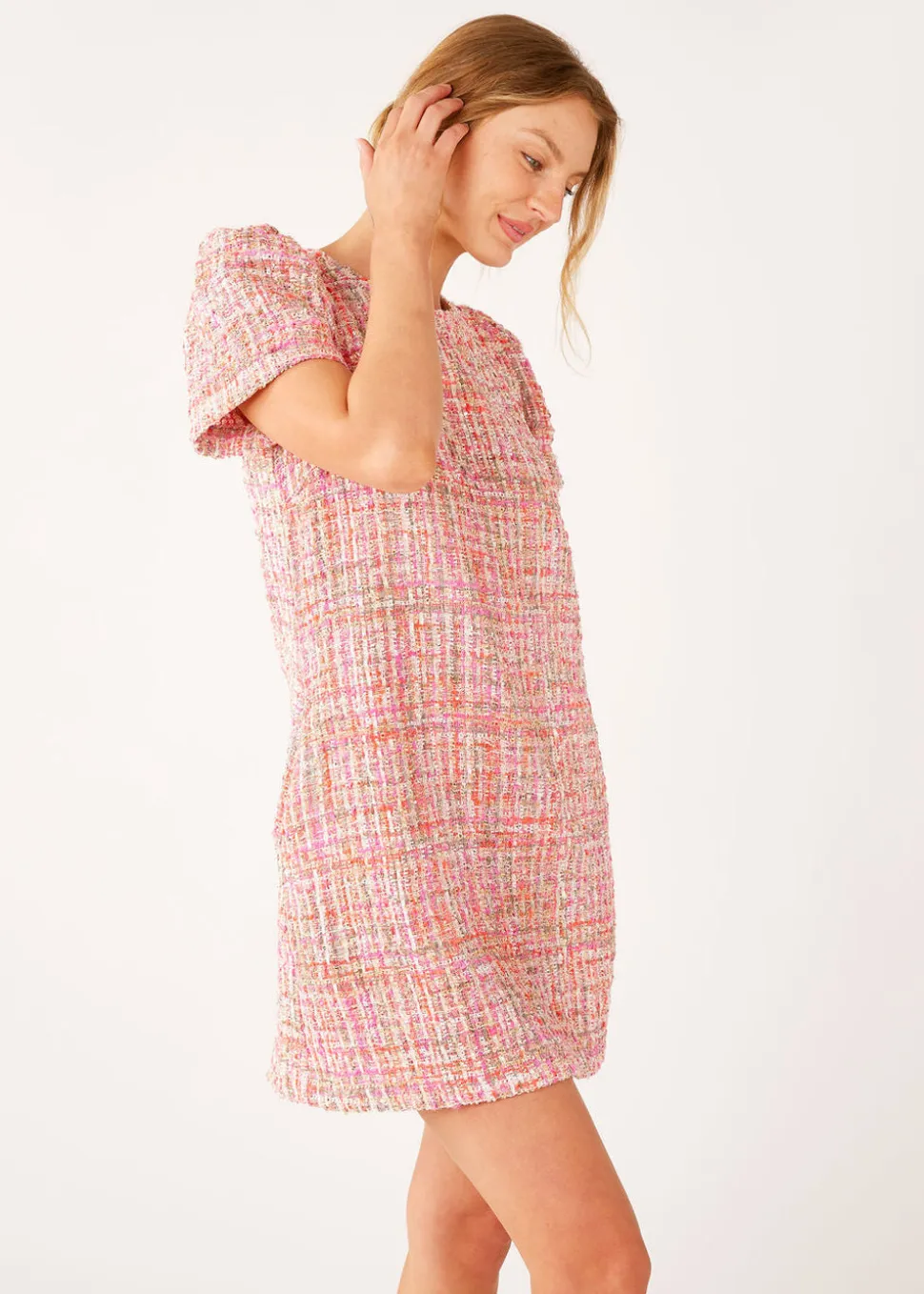 Marty Dress Pink Multi Tweed