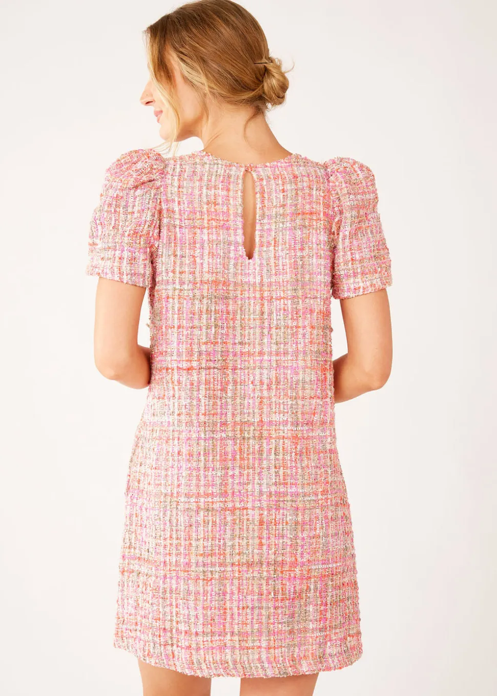 Marty Dress Pink Multi Tweed