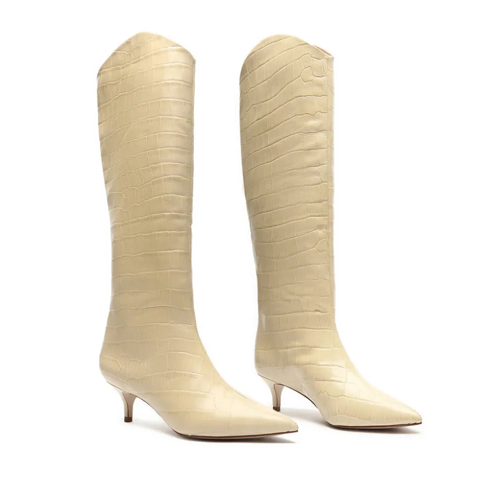 Maryana Lo Crocodile-Embossed Leather Boot
