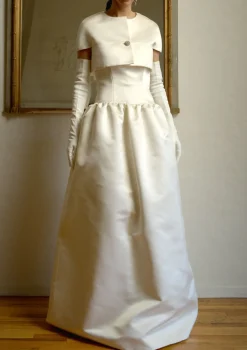 Matching Capelet In Créme Double-Faced Satin