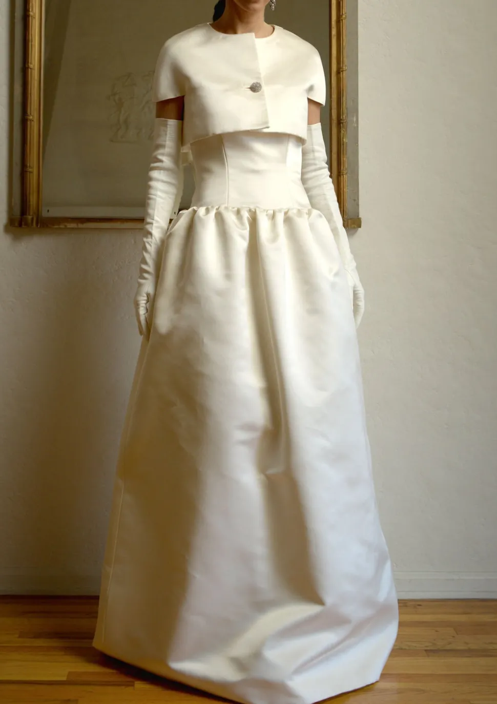 Matching Capelet In Créme Double-Faced Satin