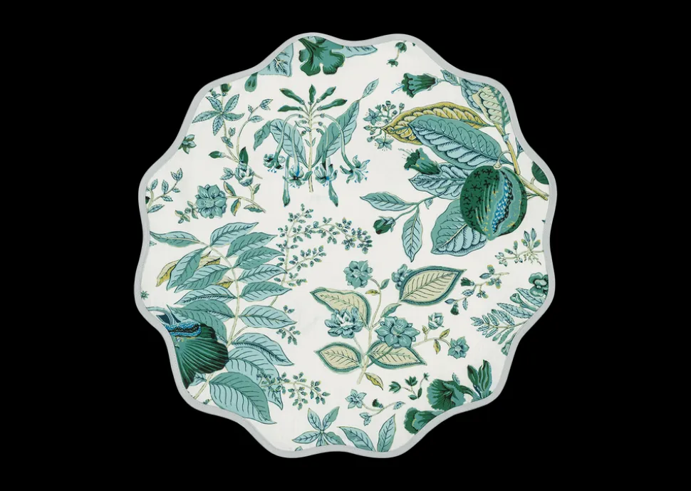 Matouk Schumacher Pomegranate Circle Placemats in Emerald, Set of 4