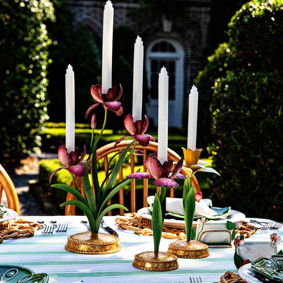 Meadow Walk Iris 9" Candlestick in Pink