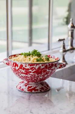 Medium Colander in Red Swirl