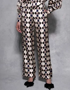 Melia Silk Twill Trouser in Beige Lock