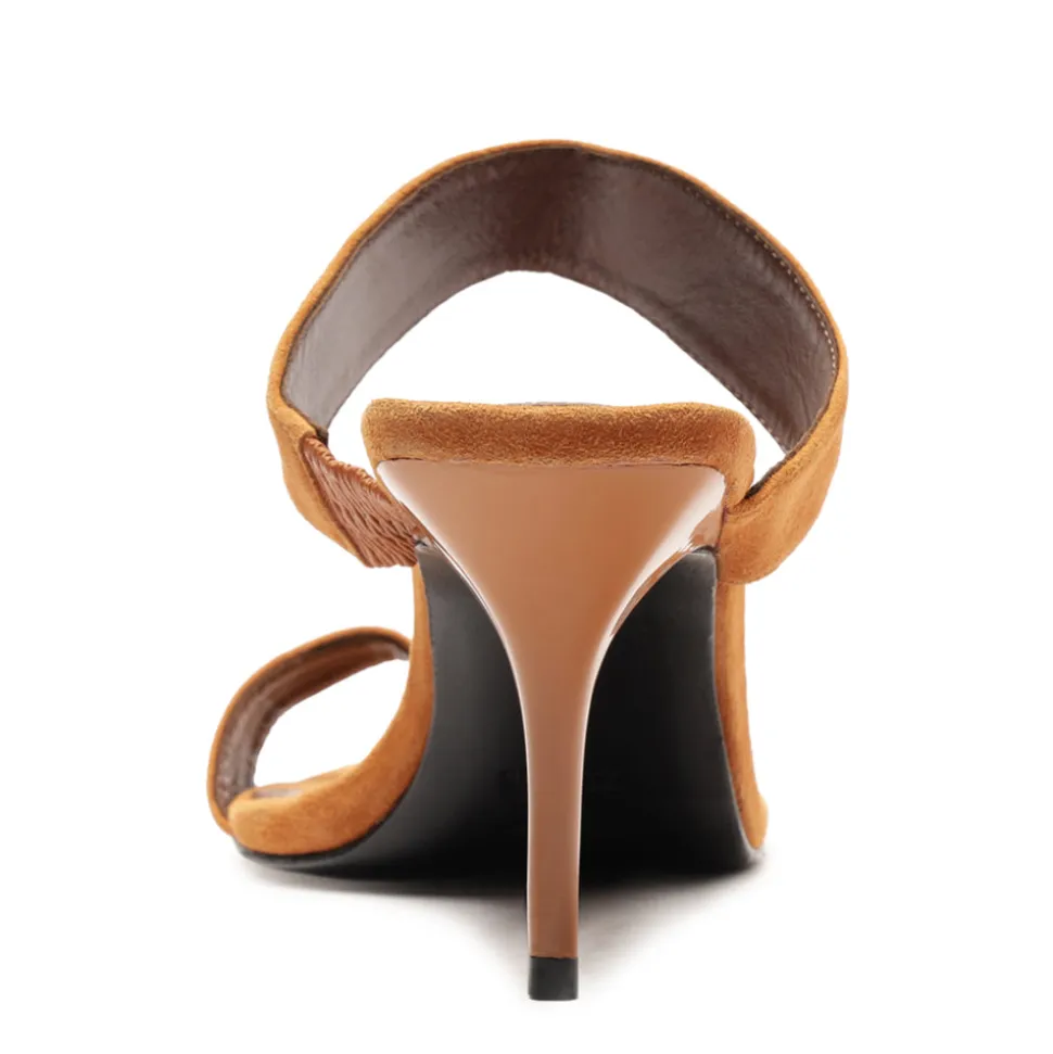 Melina Suede Sandal in Cuoio Brown