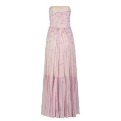 Melissa Dress in Peony Georgette with Miniature Flower Embellishment