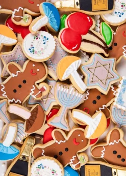 Menorah & Star of David Sugar Cookies, Set of 6