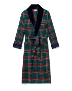 Men’s Brushed Twill Velvet Trim Robe in Kensington Tartan