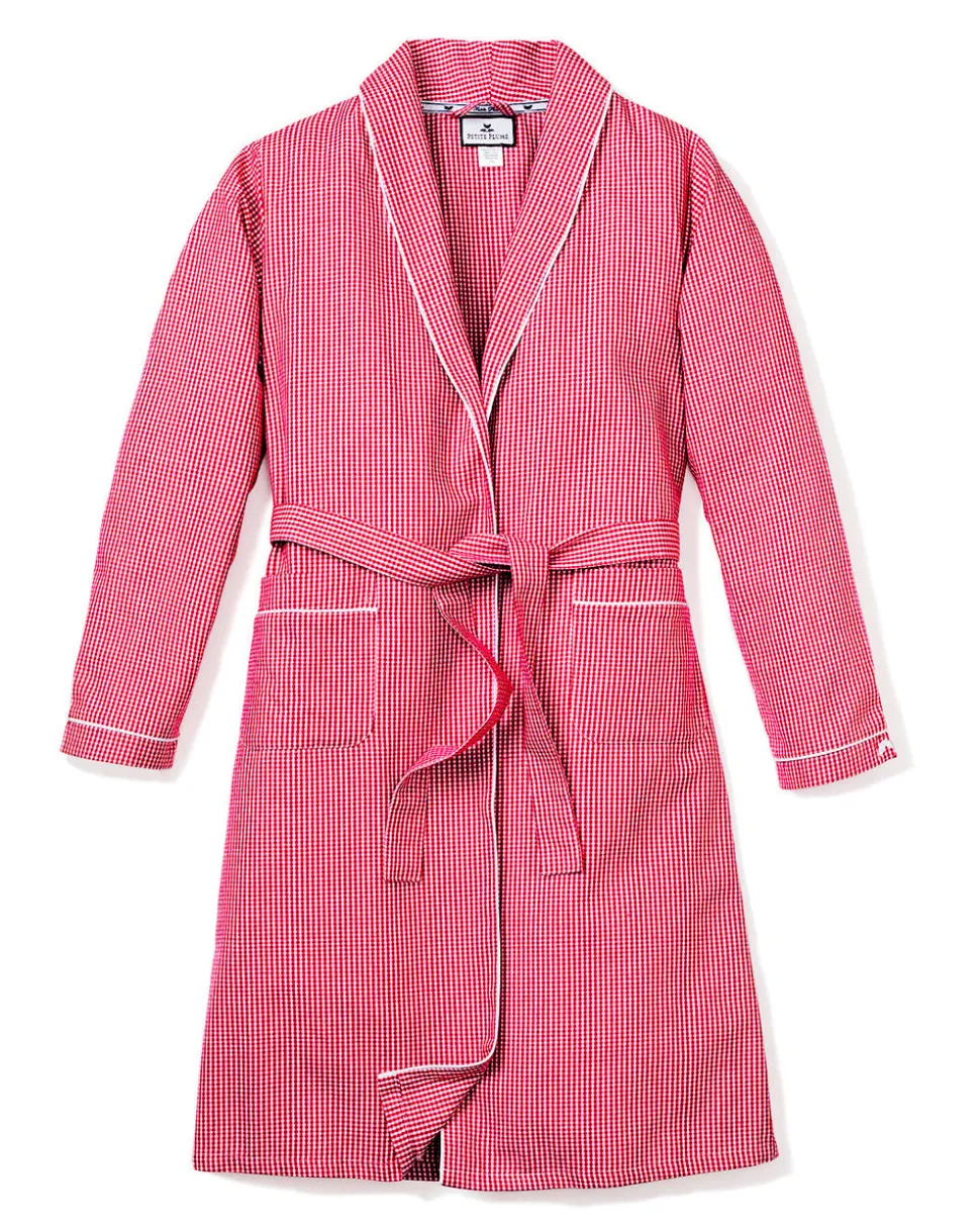 Men’s Red Mini-Gingham Robe