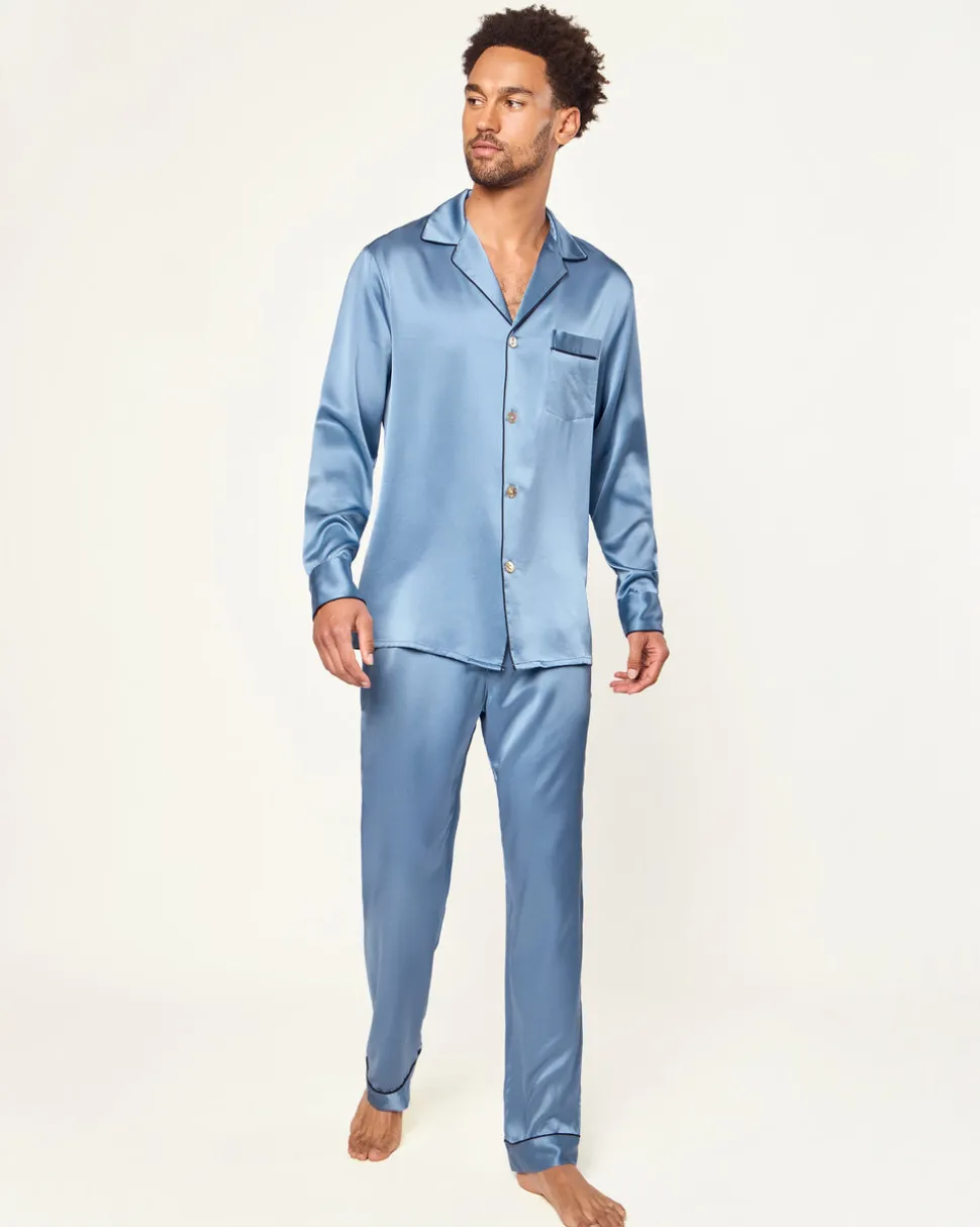 Men’s Silk Pajama Set in Mystique Blue