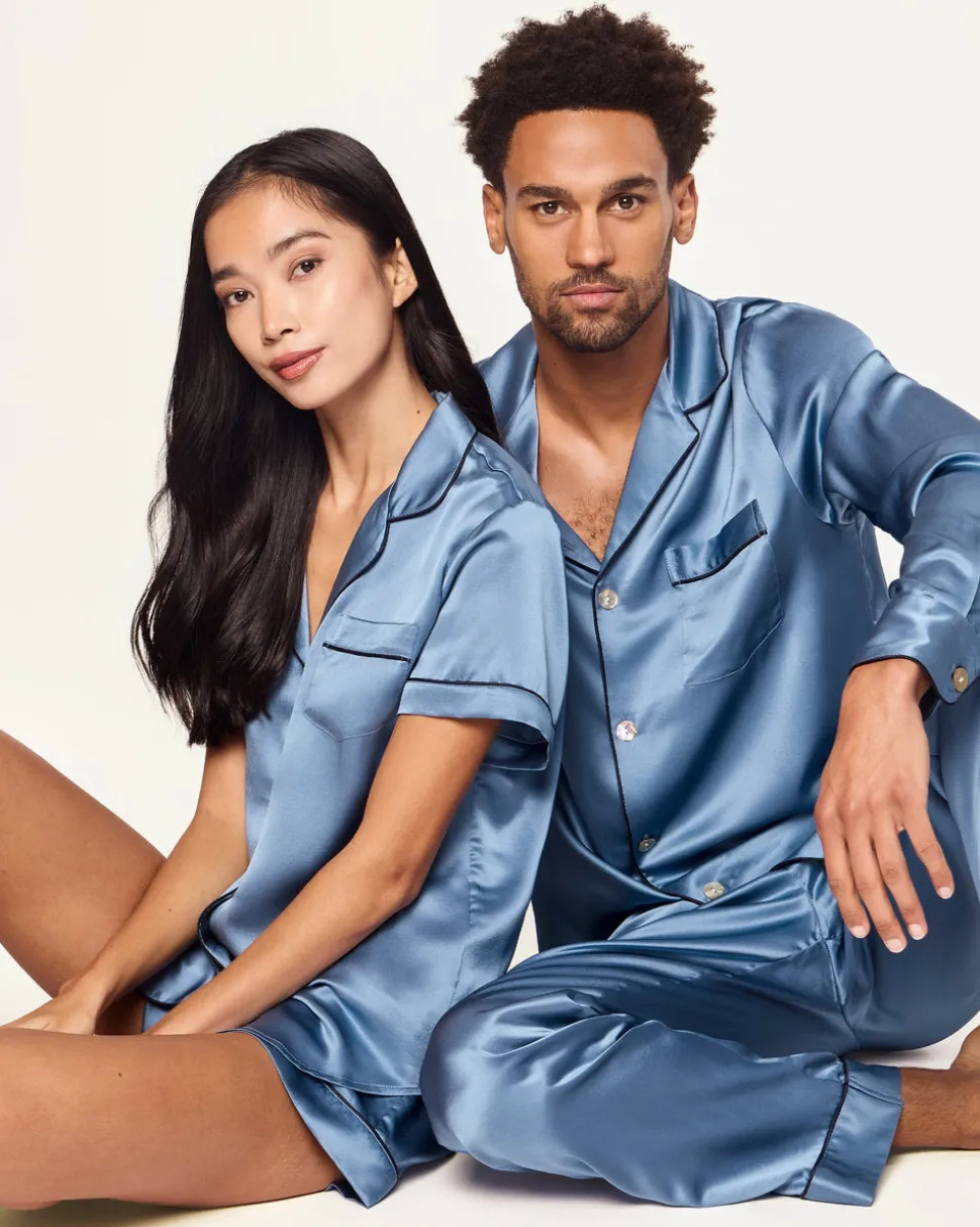 Men’s Silk Pajama Set in Mystique Blue