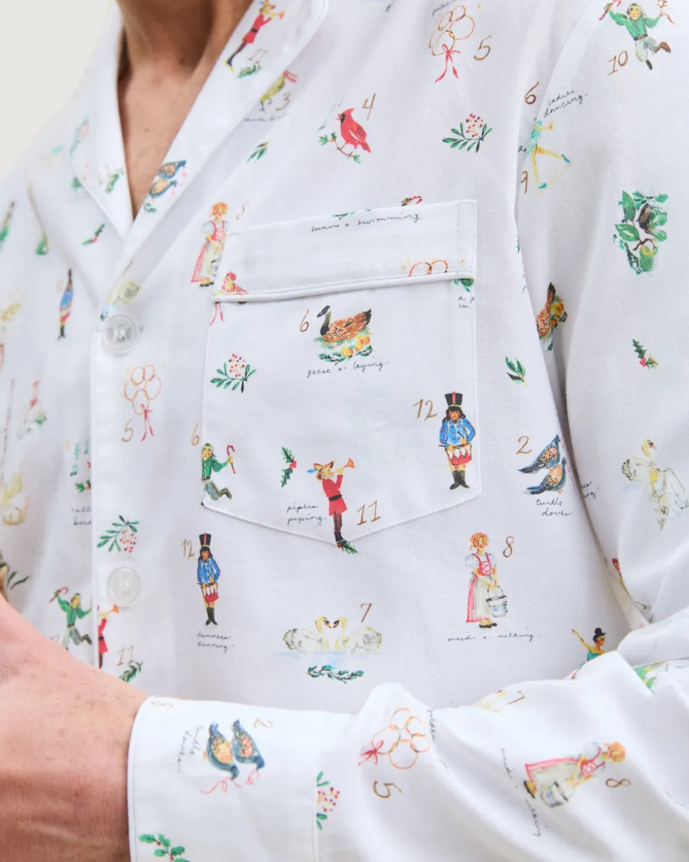 Men's Twill Pajama Set in 12 Days of Christmas