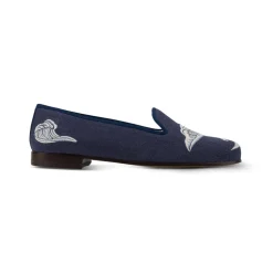 Men's Waves Indigo Linen Slipper