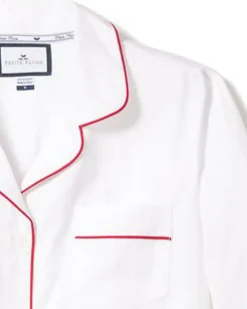 Men’s White Pajama Set with Red Piping