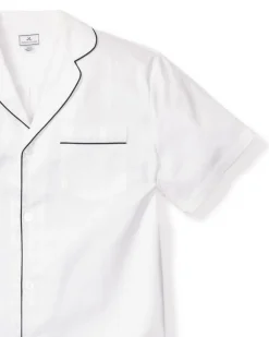 Men’s White Short Set with Navy Piping